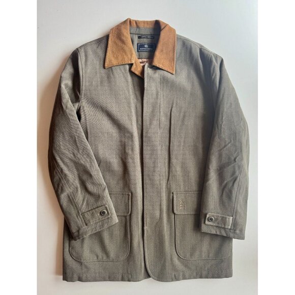 Men's KENT & CURWEN Loro Pia Green Wool Quilted Barn Coat Jacket, Size M - Picture 3 of 16